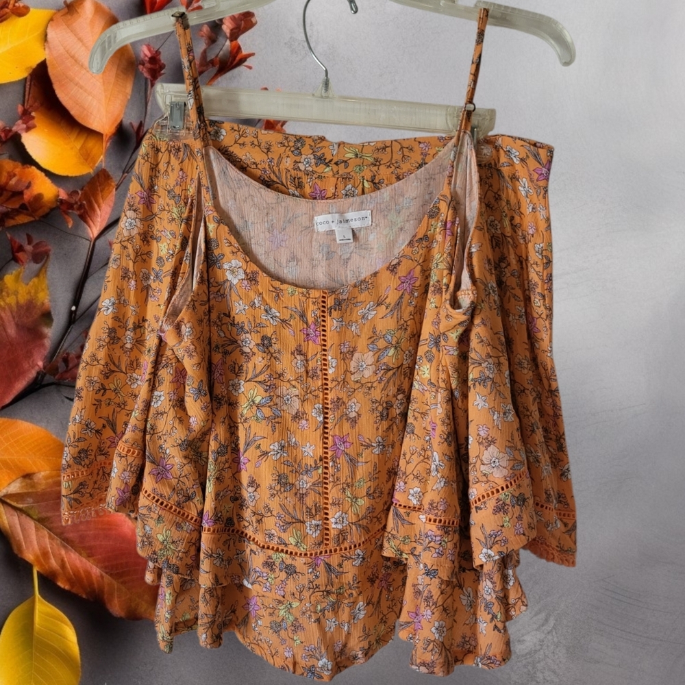 Orange Peplum Camisole with Shorts Bustier Style